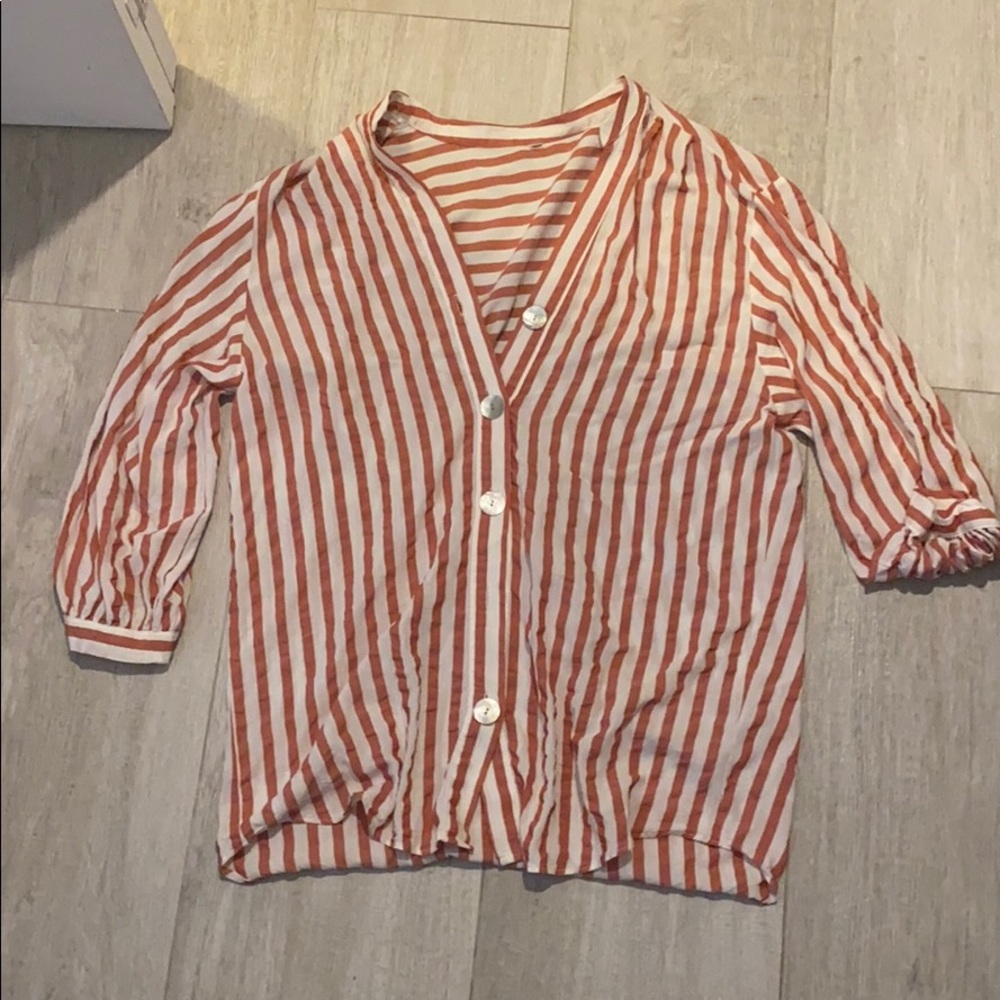 Stripe white and red long sleeve mini dress